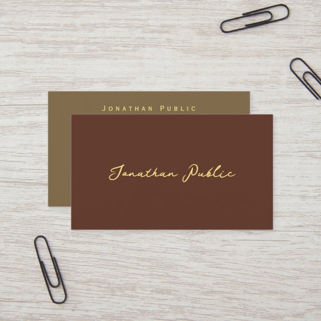 Faux Gold Typography Script Text Elegant Colours Business Card (Front/Back In Situ)
