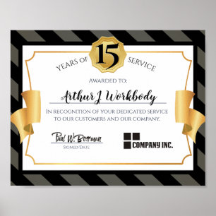 Faux gold universal employee anniversary award poster