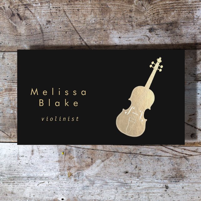 faux gold violin on black business card (Creator Uploaded)