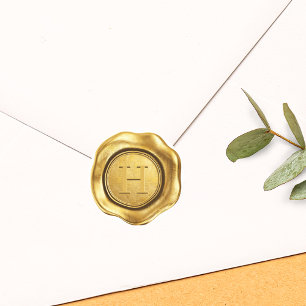 Faux Gold Wax Monogram Wedding Classic Round Sticker