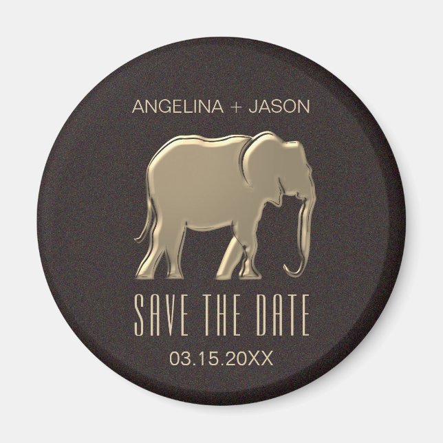 Faux Gold Wedding Save The Date Invitation Magnet (Front)