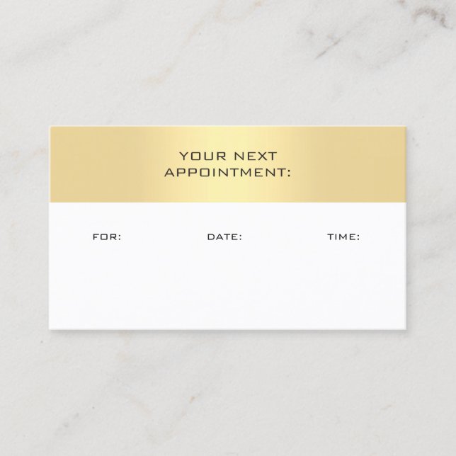 Faux Gold White Appointment Reminder Template Card (Front)