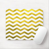 Faux Gold White Foil Chevron Zig Zag Striped Mouse Pad (With Mouse)