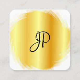 Faux Gold White Modern Elegant Monogram Template Square Business Card