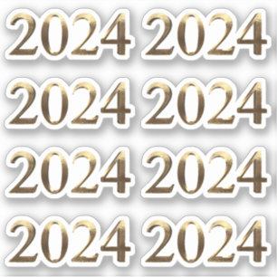 Faux Gold Year Number Happy New Year 2024