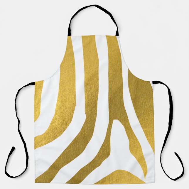 Faux Gold Zebra Print Stripes Pattern Apron (Front)