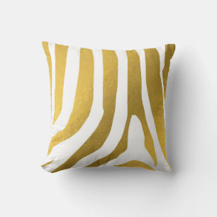 Faux Gold Zebra Print Stripes Pattern Cushion