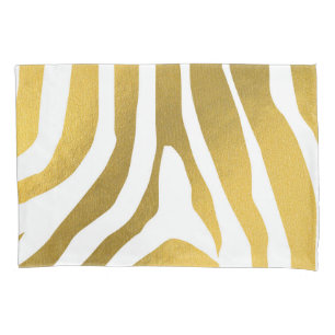 Faux Gold Zebra Print Stripes Pattern Pillowcase