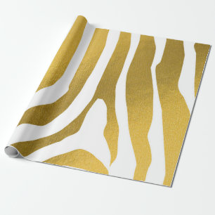 Faux Gold Zebra Print Stripes Pattern Wrapping Paper