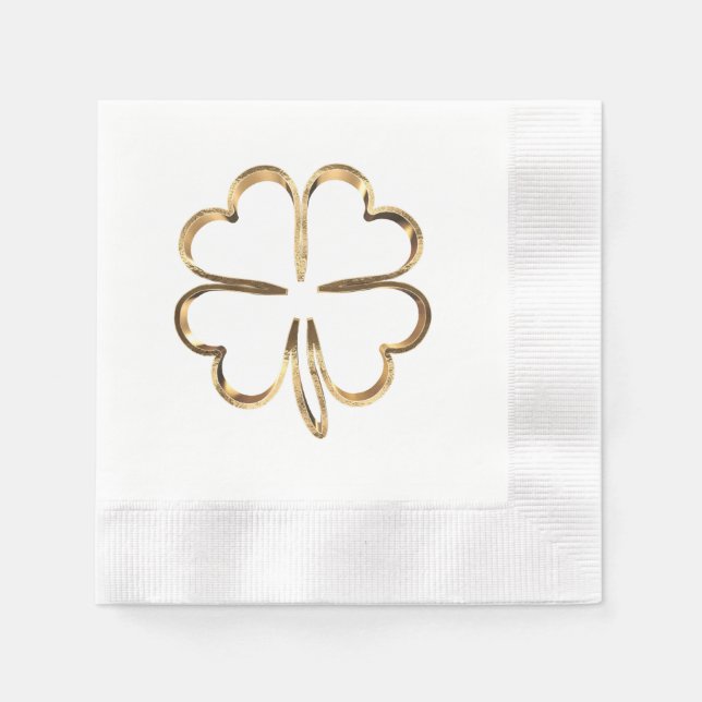 Faux Golden Clover Good Luck Napkin (Front)