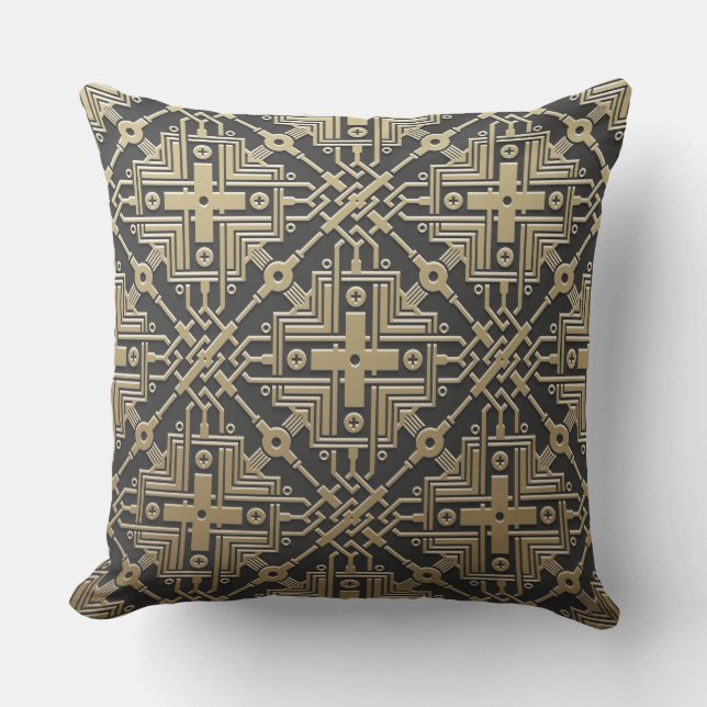 Faux Golden Metallic Pattern throw pillows (Front)