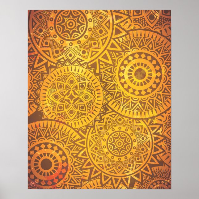 Faux Golden Suns pattern Poster (Front)