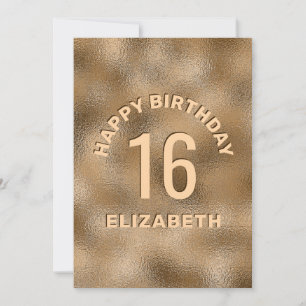 Faux Golden Yellow Foil Look Happy Birthday & Age