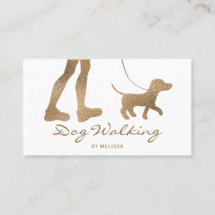 Faux Golden Yellow Foil Look-like Dog Walker Business Card