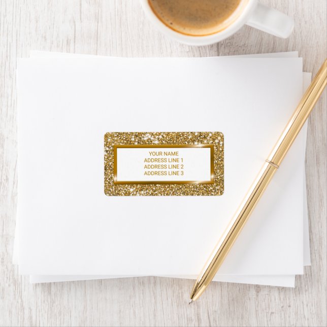 Faux Golden Yellow Glitter Texture & Custom Text Label (Insitu)