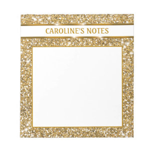 Faux Golden Yellow Glitter Texture & Custom Text Notepad