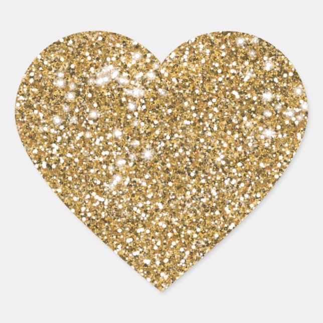 Faux Golden Yellow Glitter Texture Look Graphic Heart Sticker (Front)