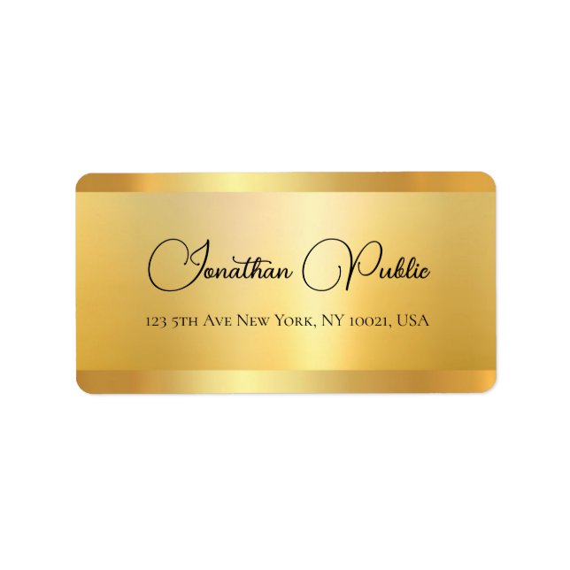 Faux GoldHand Script Name Elegant Typography Label (Front)
