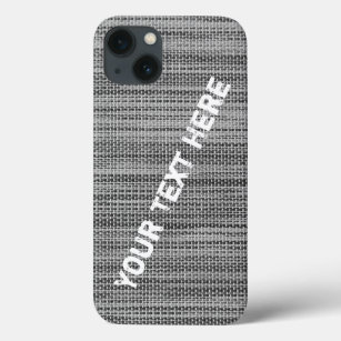 Faux Gray Fabric - Your Text Name iPhone 13 Case