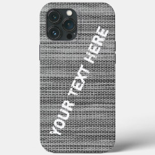 Faux Gray Fabric - Your Text Name iPhone 13 Pro Max Case