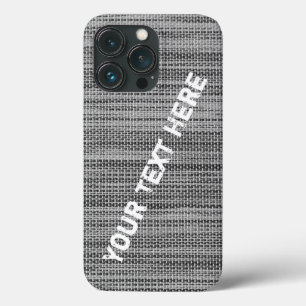 Faux Gray Fabric - Your Text Name iPhone 13 Pro Case