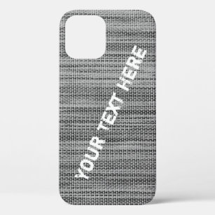 Faux Gray Fabric - Your Text Name iPhone 12 Pro Case