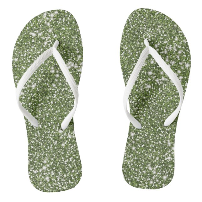 Faux Green Glitter Texture Look-like Graphic Thongs (Footbed)