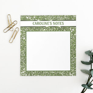 Faux Green Glitter Texture Look With Custom Text Notepad
