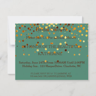 Faux Green Glittering Fab Confetti Sparkles Dots Invitation