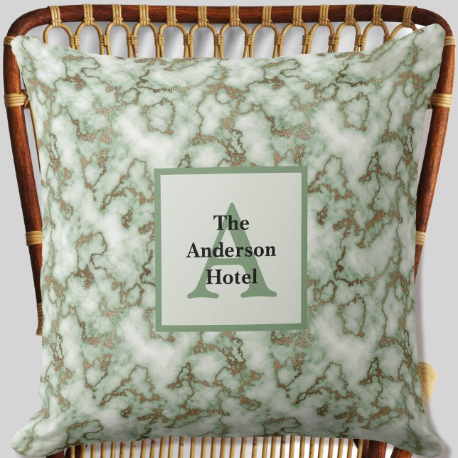 Faux Green Gold Marble Cushion (Faux Green Gold Marble Throw Pillow by Leapfroglisics Shop)