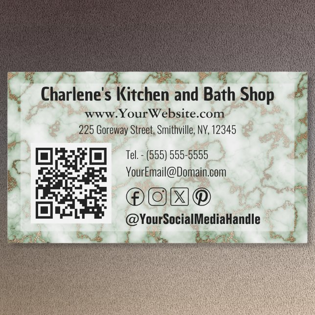 Faux Green Gold Marble Magnetic Business Card (Faux Green Gold Marble Magnetic Business Card by Office Accessories Shop)