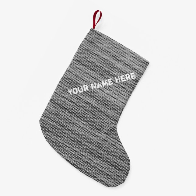 Faux Grey Fabric Christmas Stocking Custom Name (Front (Hanging))