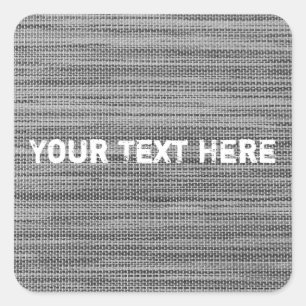 Faux Grey Fabric Custom Text Sticker