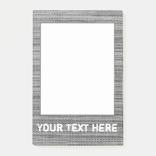 Faux Grey Fabric Framed Post it Notes Custom Text