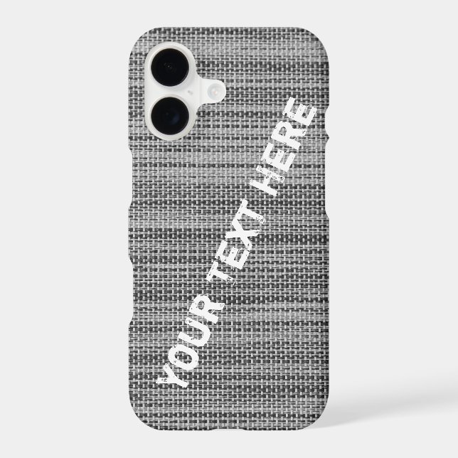 Faux Grey Fabric iPhone Case Personalised Text (Back)