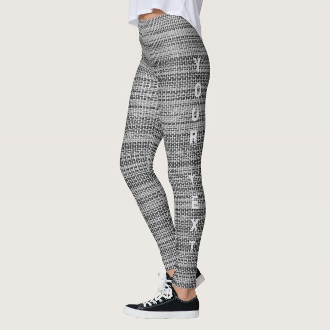 Faux Grey Fabric Leggings - Add Your Text (Left)