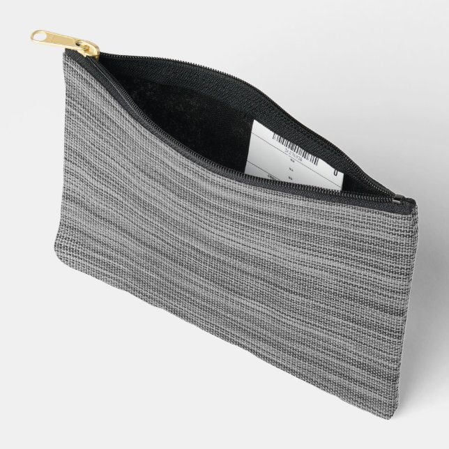 Faux Grey Fabric Modern Accessory Pouch (Open)