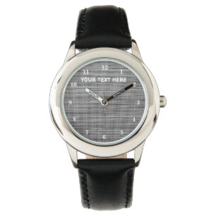 Faux Grey Fabric Watch with Custom Text