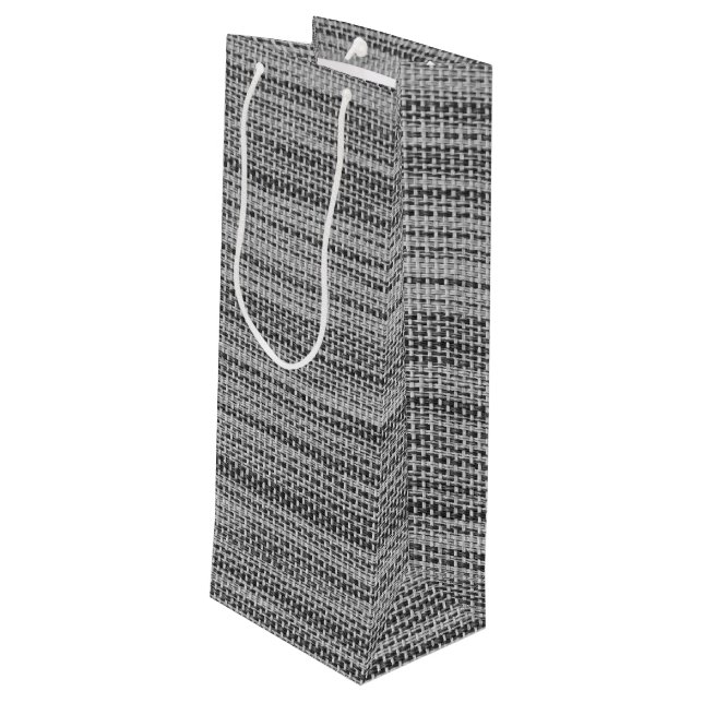 Faux Grey Fabric Wine Gift Bag (Back Angled)