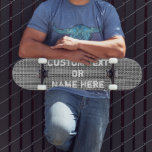 Faux Grey Knitting Skateboard with Custom Text<br><div class="desc">Personalised  Faux Grey Knitting Fabric Skateboard with Custom Text - Add Your Text / Name with Customisation tool - or Choose fonts / size / colour ! Good Luck - Be Happy :) by MIGNED</div>