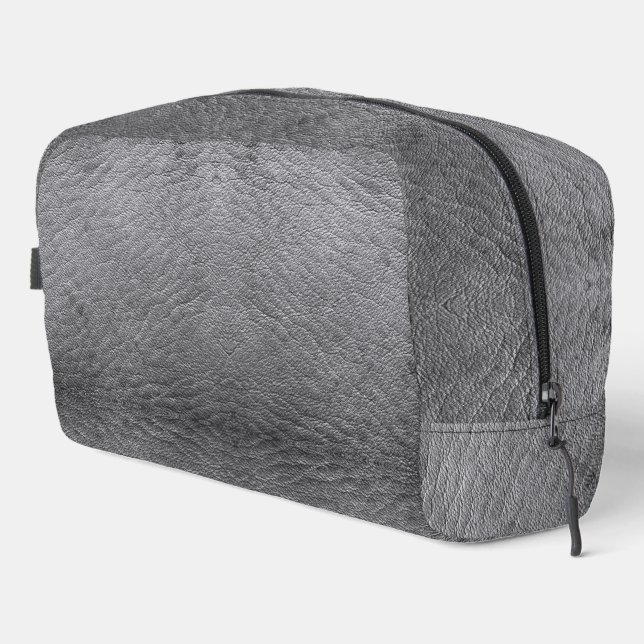 Faux Grey Leather Dopp Kit (Right Corner)
