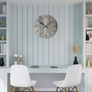 Faux Grey Wooden Board Round Clock