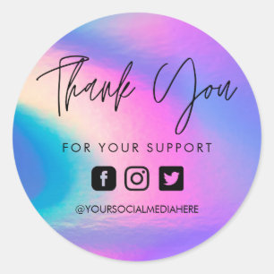 Faux Holo Custom Thank You Business Classic Round  Sticker