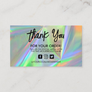 Faux Holo Thank You Trendy Salon Business Card