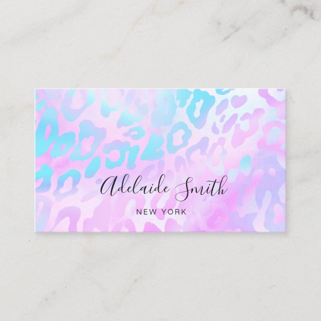 faux holograph leopard skin business card (Front)