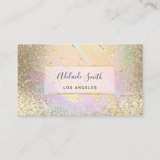 FAUX holographic and glitter effect elegant Business Card (Front)