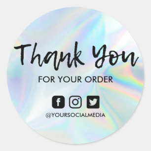 Faux Holographic Business Thank You Classic Round Sticker