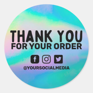 Faux Holographic Business Thank You Custom Classic Round Sticker