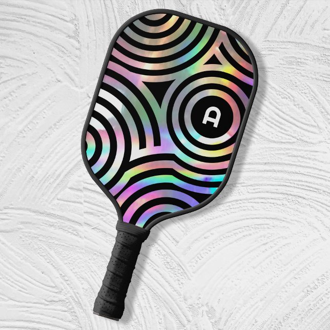 faux holographic circles monogram  pickleball padd pickleball paddle (Creator Uploaded)