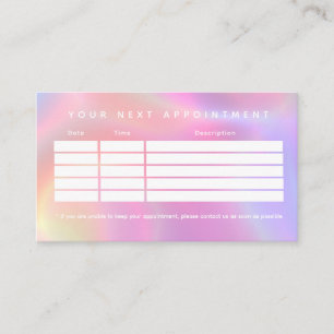 Faux Holographic Clean Business Logo  Appointment Card